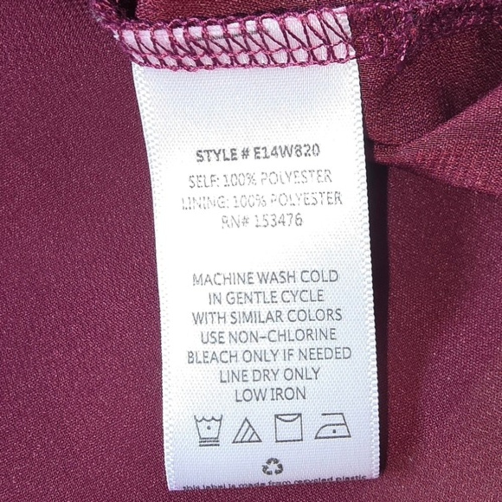 ALLISON JOY Womens Plum Pleated Ruffle Sleeve Keyhole Chiffon Blouse Top Size S - Picture 8 of 8